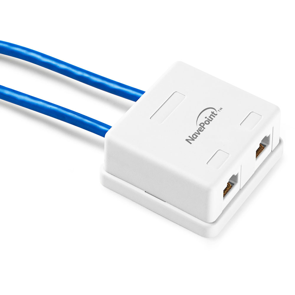 NavePoint Keystone Jack SurfaceMount Box 2Port White 10Pack Keystones Jacks/Plugs