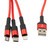 NavePoint USB 2.0 PVC Nylon Braided Cable, Red, USB A Male to Type C/Micro/Lightning Compatible, 1 Meter 