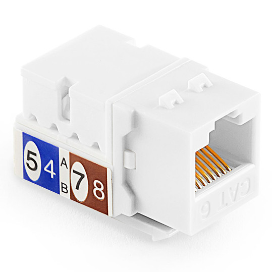 NavePoint 90 Degree Cat6 Keystone Jack White 50-Pack