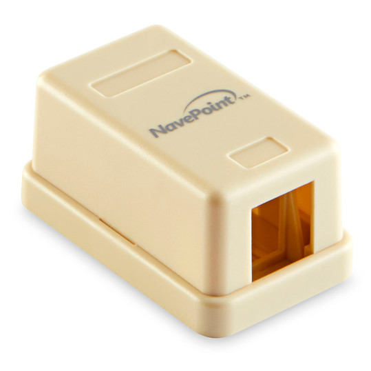 NavePoint Keystone Jack Surface-Mount Box 2-Port Ivory 10-Pack