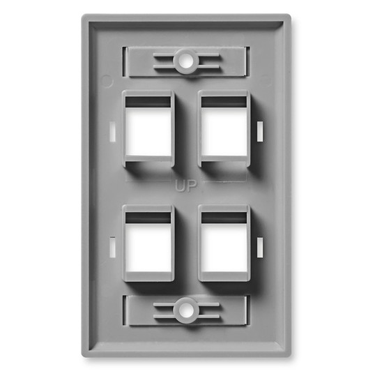 NavePoint Keystone Jack Wall Plate 4-Port Gray 10-Pack : Keystones