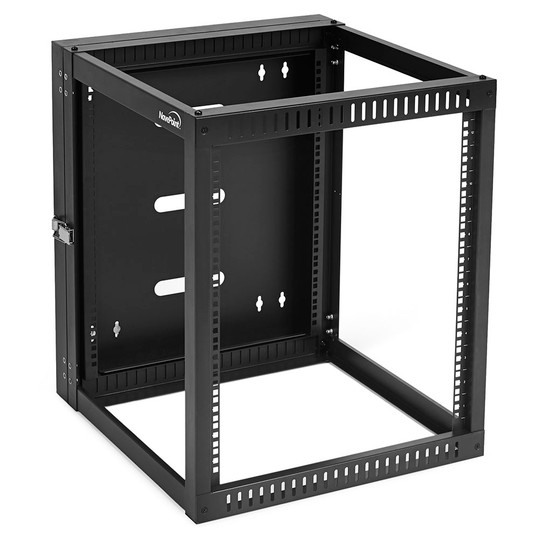 NavePoint 15U Hinged Open Frame Wall-Mount Network Rack 22in Depth