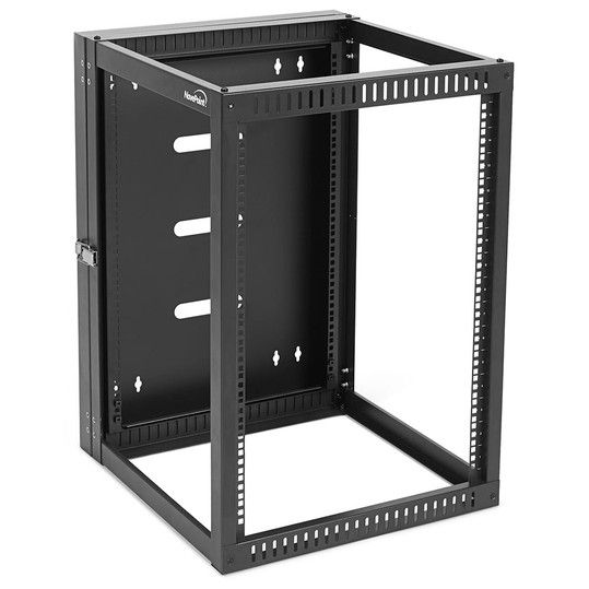 NavePoint 15U Hinged Wall Mount Server Rack with Swing Gate, 22 inch depth