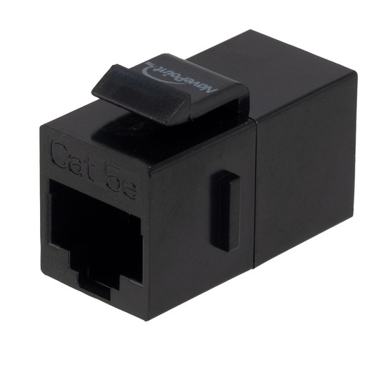 CAT5E Keystone Coupler, Female RJ45(8x8), Snap-In, Thermoplastic, Black, 15-Pack