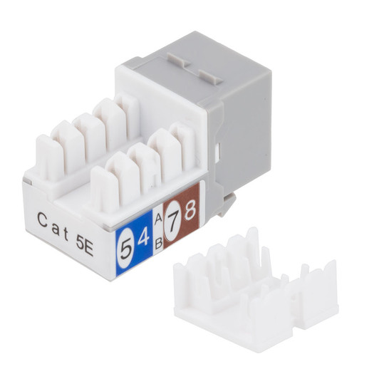 CAT5E Keystone Jack, Snap-In, 90-Degree Termination, Thermoplastic , Gray, 15-Pack, CE Compliant