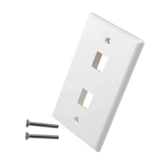 NavePoint Snap-In Keystone Jack Flush Mount Wall Plate, ABS, 2