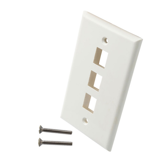 NavePoint Snap-In Keystone Jack Flush Mount Wall Plate, ABS, 4