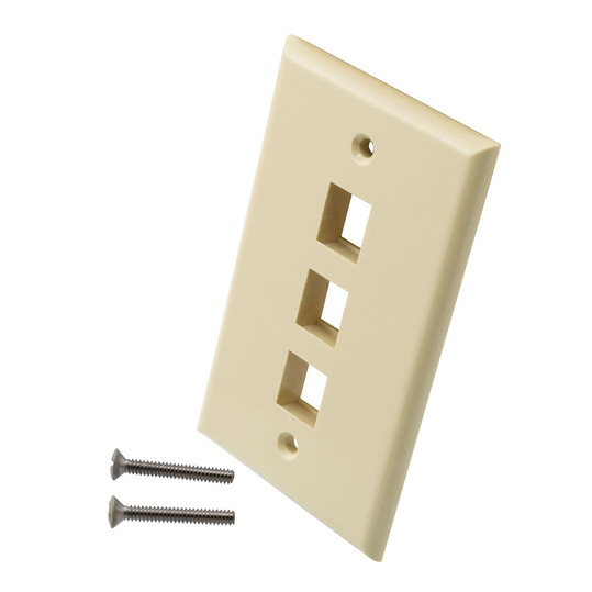 NavePoint Snap-In Keystone Jack Flush Mount Wall Plate, ABS, 1