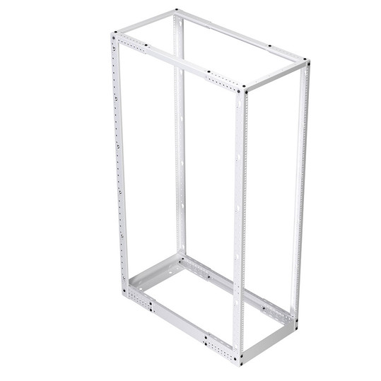 25U Adjustable Depth 4-Post Open Frame, White