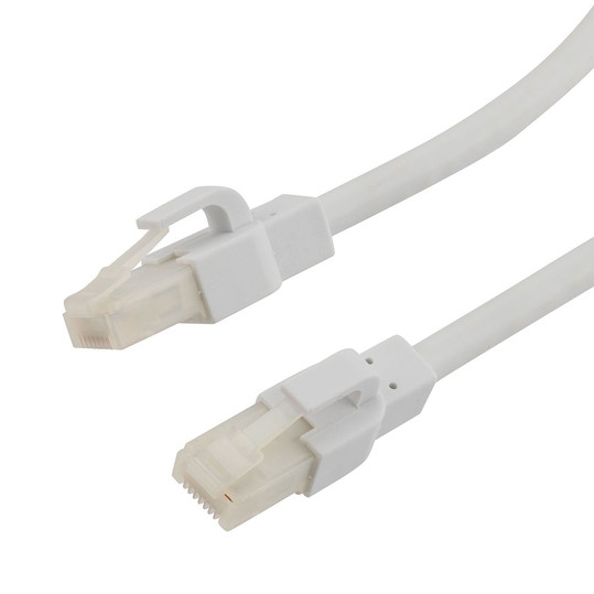 Category 6a 10 Gbps Ethernet Antibacterial Antimicrobial Cable Assembly, RJ45 Male/Plug, U/UTP, 24 AWG, PVC Antibacterial, White, 10 FT