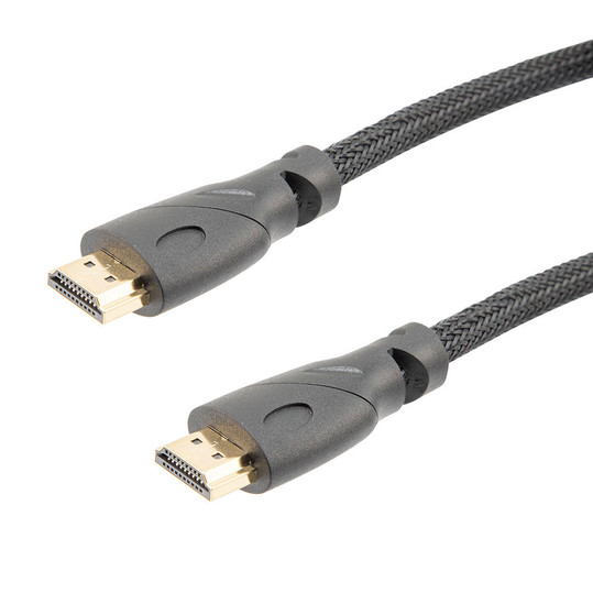 HDMI 2.0 90 degree Right Angle, M/M, Black PVC Shell with black nylon braid  cable, Support 4K@60HZ, 3M