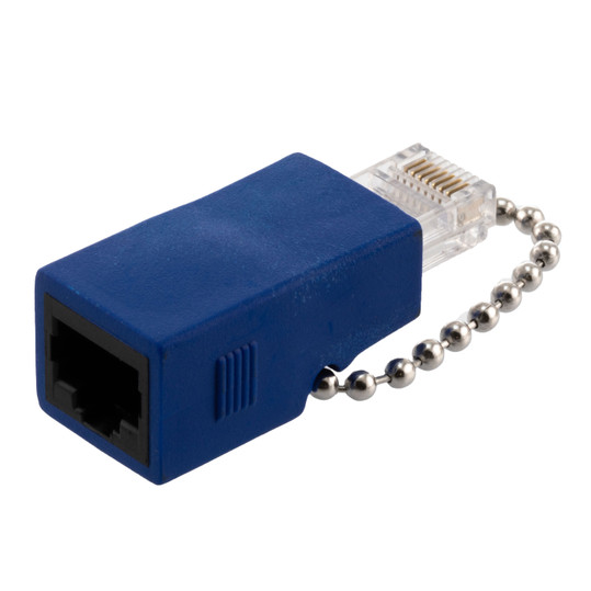 CAT5e Ethernet Loopback Adapter RJ48C Jack & RJ45 Male, Dark Blue