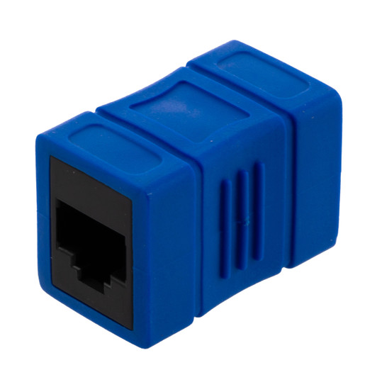 Cat 5e Molded RJ45 Female to Female Coupler, Blue