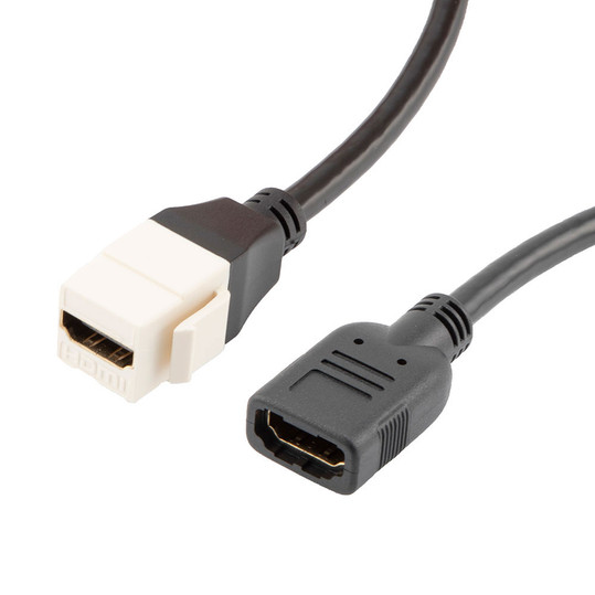 White HDMI Keystone Adapter with 6" Pigtail