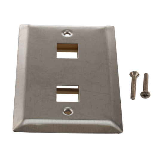 Stainless Steel Wall Plate with 2 Keystone Style Mount Opening