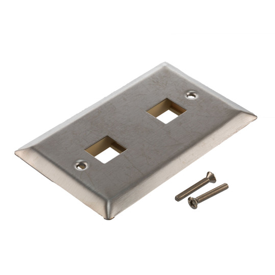 Stainless Steel Wall Plate with 2 Keystone Style Mount Opening