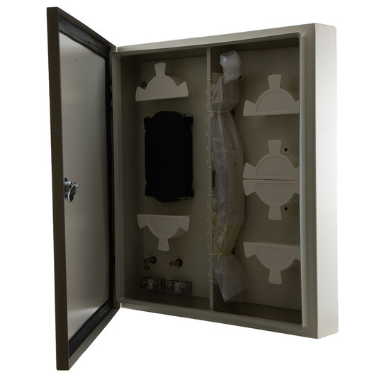 Outdoor Fiber Enclosure Stainless Steel, 24 Ports, empty with splice tray and adapter panels