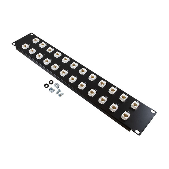 2U (3.5") 19 Inch Panel with 24 Cat6 Mini-Couplers