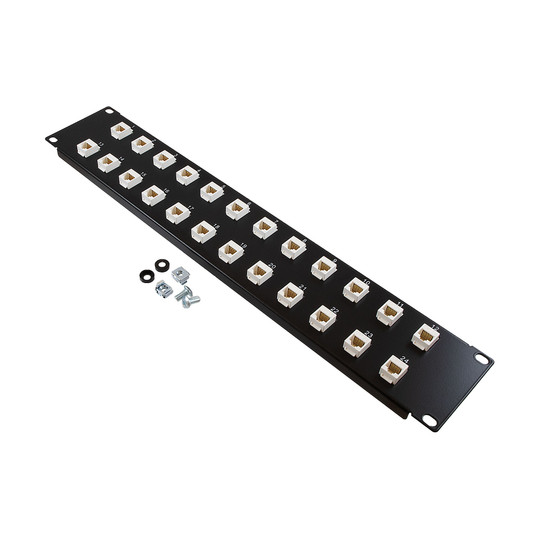 2U (3.5") 19 Inch Panel with 24 Cat5e Mini-Couplers