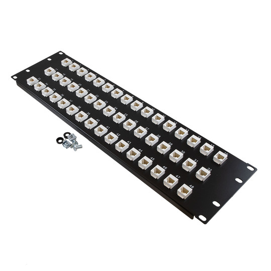 3U (5.25") 19 Inch Panel with 48 Cat6 Mini-Couplers