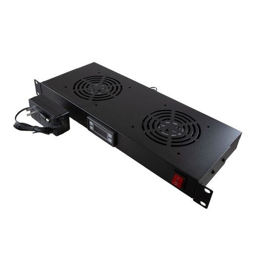 1U 12V DC Two Fan Unit - UL, Thermostat, With power cord US
