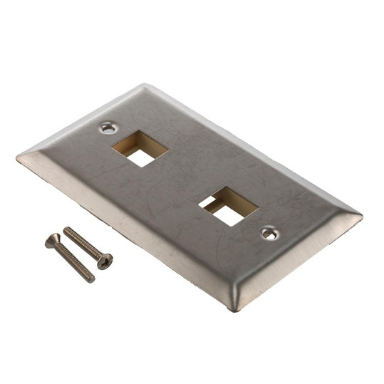 Stainless Wall Plate for 2 Keystone Jack 10Pk