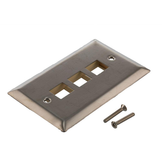 Stainless Wall Plate for 3 Keystone Jack 10Pk