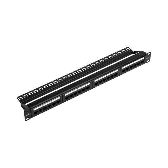 NavePoint 24-Port CAT6 UTP Patch Panel 1U, Black