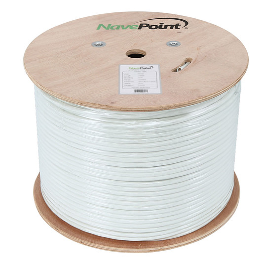 NavePoint CAT6A Bulk Network Cable Ethernet UTP CMR - 1000 Ft White