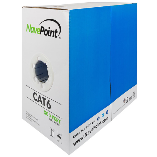 NavePoint CAT6 Bulk Network Cable Ethernet UTP CCA - 500 Ft Black
