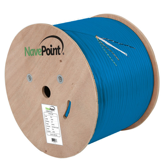 NavePoint CAT6A Bulk Network Cable Ethernet UTP CMR - 1000 Ft Blue