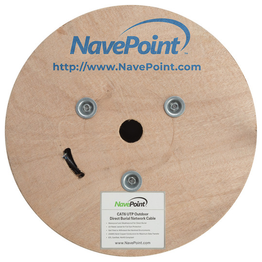 NavePoint CAT6 UTP Outdoor Gel Filled Direct Burial HDPE Ethernet Cable 1000 Ft Black