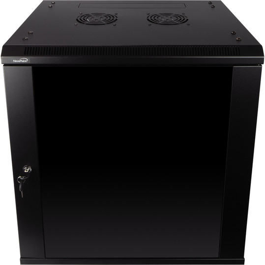 NavePoint 12U Wall Mount Network Cabinet, Tempered Glass Door,19-inch width, 450mm depth, 2 fans