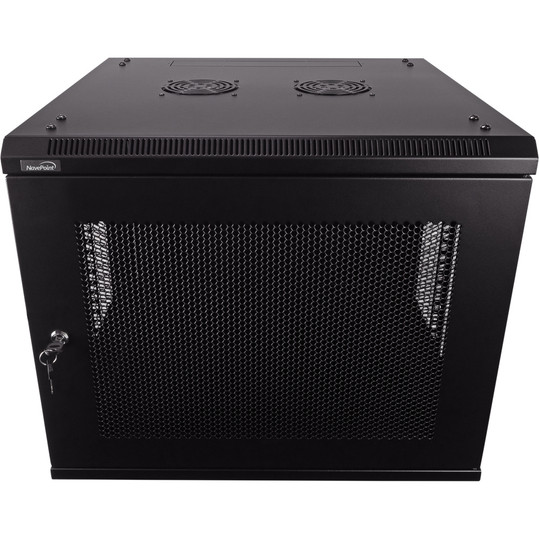 NavePoint 9U Wall Mount Network Cabinet, Perforated Server Enclosure, 19-inch width, 600mm depth, 2 fans