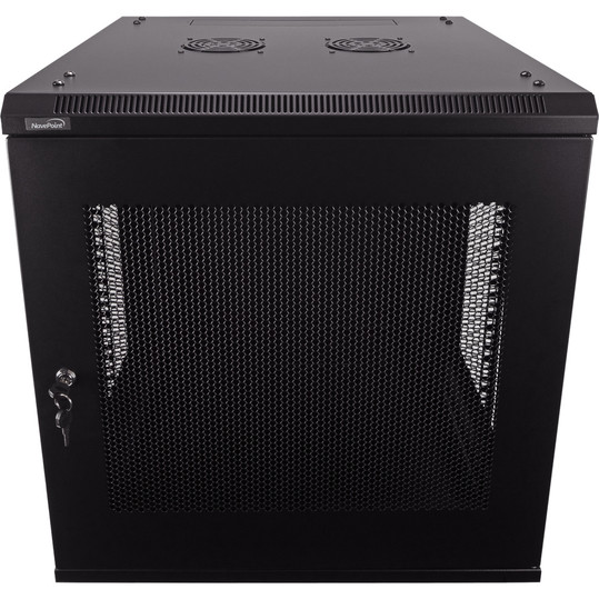 NavePoint 12U Wall Mount Network Cabinet, Perforated Server Enclosure, 19-inch width, 600mm depth, 2 fans