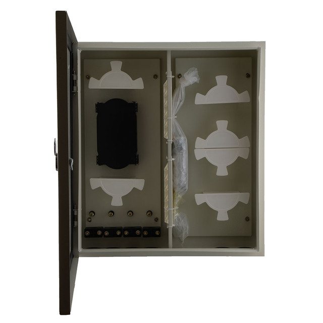Outdoor Fiber Enclosure Stainless Steel, 48 Ports, empty with splice tray and adapter panels
