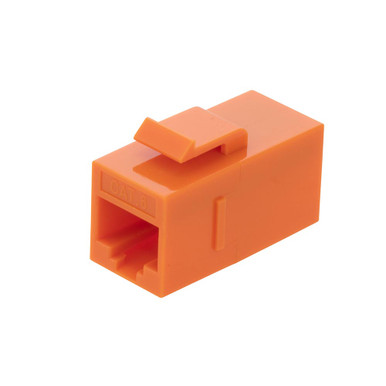 CAT6 UTP Inline Keystone Coupler, RJ45 Female to RJ45 Female, Snap-In, 15 pack, Orange