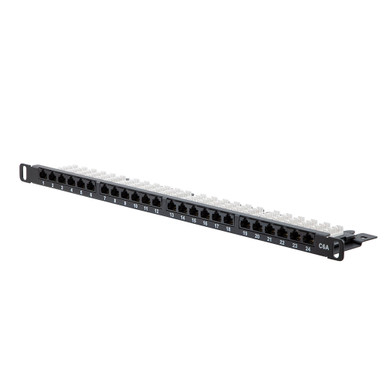 NavePoint 19-inch wide 24-Port CAT6A UnShielded Patch Panel, 0.5U, Black