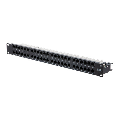 パッチ NavePoint 19-inch wide 48 Port CAT6A Unshielded Patch Panel, 1U, Black