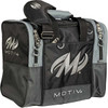 Side view of the Covert Black Motiv Shock 1-ball tote showing the zippered shoe pocket and padded shoulder strap