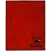 Tenth Frame red leather shammy pad front with logo