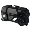 Side view of Tenth Frame grey Deluxe Triple Roller showing two large accessory compartments