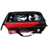 Tenth Frame Deluxe Triple Roller red bag showing oversized shoe compartment for two pairs of shoes