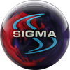 Motiv Sigma Tour Pearl bowling ball front view showing Dark Purple Purple Red Pearl color and Sigma logo