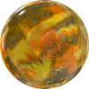 Storm Tropical Surge Gold Bronze Medallion bowling ball front view showing gold and bronze swirls with Storm logo