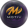 Close up of Motiv Jackal Ghost V2 3000 grit LSS finish black purple coverstock with Motiv Logo