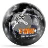 Star Wars X-Wing Starfighter bowling ball with high-definition starfighter graphics on space background