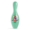 Close up of Disney Lilo and Stitch Aloha bowling pin colorful island graphics