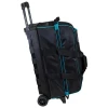 Side view of Storm Streamline 3‑Ball Diamond Black Aqua roller showing black and aqua diamond pattern and large wheels