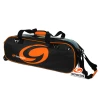 Side view of Genesis Sport 3 Ball Triple Tote Black Orange with inline wheels, glide rails, and Genesis logo